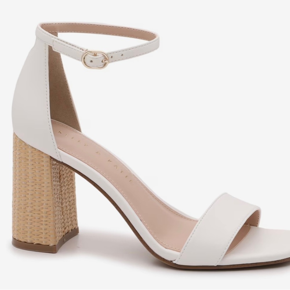 Kelly and Katie Caital Sandal White with Block Raffia Heel Size 9.5